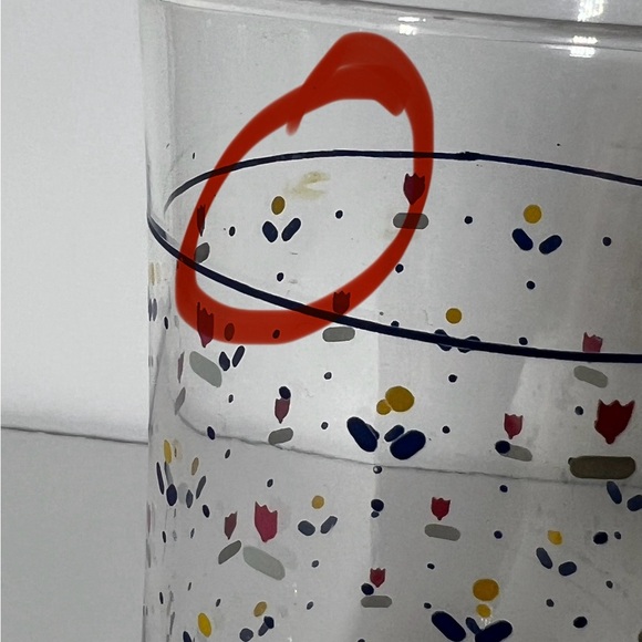 Lot of 4 VTG Sango Country Borders 12oz Glass Tumblers Mini Tulips Dots - Picture 8 of 10